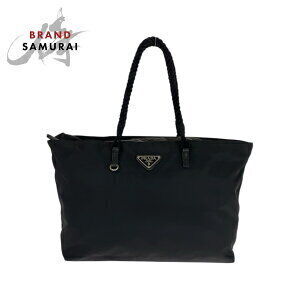 Prada Tessuto triangular logo plate black Nylon tote shoulder bag